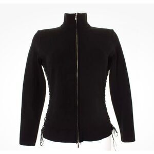 Vintage Bruno‎ Manetti Moto Jacket Womens M Knit Sweater Zip Up Lacing Side Ride